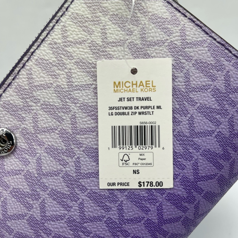 MICHAEL KORS Jet Set Large Ombré Signature Logo Double Zip Wristlet Phone Holder - Picture 14 of 16